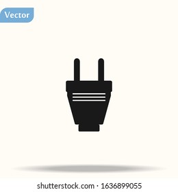 Plug Icon. uk electric plug icon. Illustration style is flat iconic black symbol on a white background.