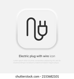 Plug icon vector. Electric plug sign in neumorphism style. Vector EPS 10