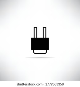 Ilustración vectorial de icono de enchufe en fondo blanco