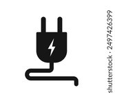 Plug icon vector isolated on white background. electric plug symbol, charging sign.