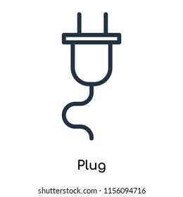 Plug icon vector isolated on white background, Plug transparent sign , thin symbols or lined elements in outline style