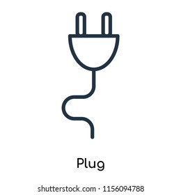 Plug icon vector isolated on white background, Plug transparent sign , thin symbols or lined elements in outline style