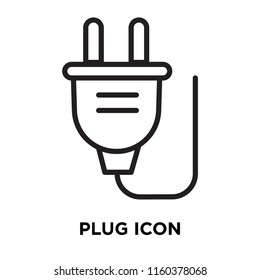 Plug icon vector isolated on white background, Plug transparent sign , linear symbol and stroke design elements in outline style