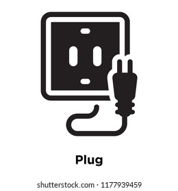 Plug icon vector isolated on white background, logo concept of Plug sign on transparent background, filled black symbol