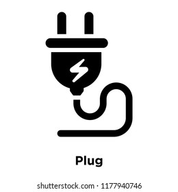 Plug icon vector isolated on white background, logo concept of Plug sign on transparent background, filled black symbol