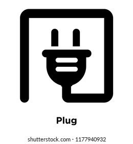Plug icon vector isolated on white background, logo concept of Plug sign on transparent background, filled black symbol