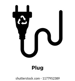 Plug icon vector isolated on white background, logo concept of Plug sign on transparent background, filled black symbol