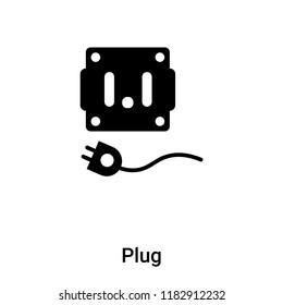 Plug icon vector isolated on white background, logo concept of Plug sign on transparent background, filled black symbol