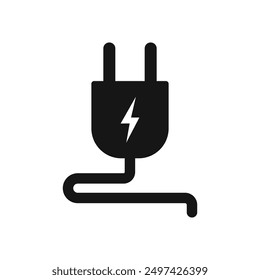 Plug icon vector isolated on white background. electric plug symbol, charging sign.