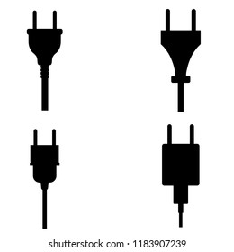 Plug icon vector , silhouette, logo on white background