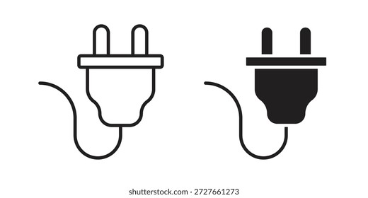 Coleção de ícones de plug-ins. Ícones finos lineares e planos pretos