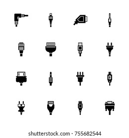 Plug icons - Expand to any size - Change to any colour. Flat Vector Icons - Black Illustration on White Background.