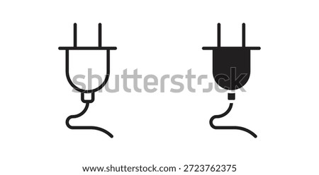 Plug icons in filled, thin line, outline and strokes