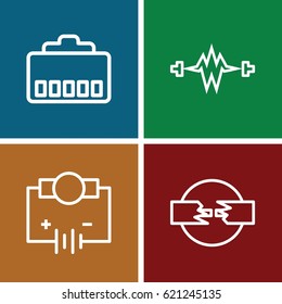Plug icons set. set of 4 plug outline icons such as Electricity, electricity, phone cable