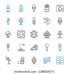 plug icons set. Collection of plug with voltmeter, stick, microphone, electric car, hydrant, electronic, socket, renewable energy, usb, web plugin. Editable and scalable plug icons.