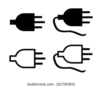 Plug Icons Set In Flat Style Vector Illustration. Electric Plug, Plug Wire, Energy Symbols