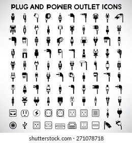 plug icons set, power outlet icons, vector