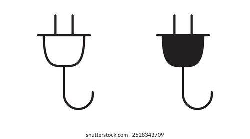 Plug icons. Vector set in filled and line style.
