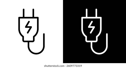 Plug icons vector set in stroke line style