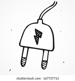 Plug in, hand drawn