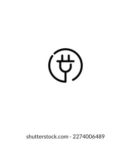 Plug incomplete line art icon template