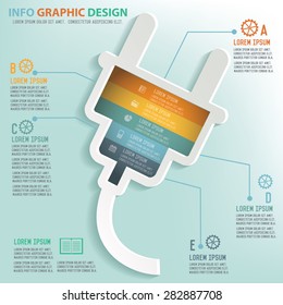Plug info graphic design, Business concept design. Clean vector.