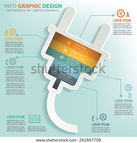 Plug info graphic design, Business concept design. Clean vector.