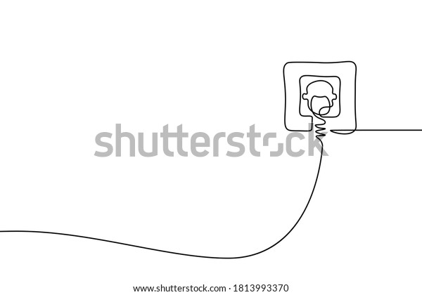 Plug Inserted Into Electric Outlet Continuous Stock Vector (Royalty