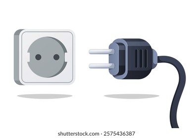 Plug it into an outlet vector isolated on white background.