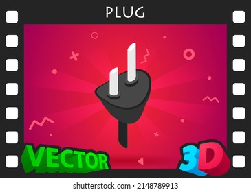 Plug isometric design icon. Vector web illustration. 3d colorful concept