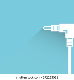 plug, jack plug in blue background, shadow and flat theme