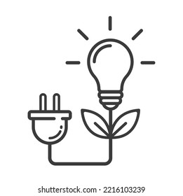 Plug and lamp as a symbol of renewable green energy