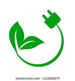 plug and leaf eco energy concept icon, stock vector illustration