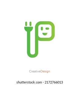 Plug in the letter P iconarking space for Eco friendly hybrid cars.