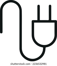 Plug line icon, sign or symbol. Premium pictogram in trendy outline style. Plug pixel perfect vector icon isolated on a white background.