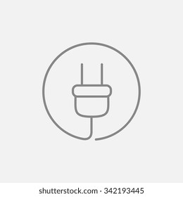 Plug line icon for web, mobile and infographics. Vector dark grey icon isolated on light grey background.
