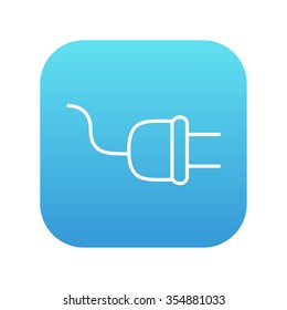Plug line icon for web, mobile and infographics. Vector white icon on the blue gradient square with rounded corners isolated on white background.