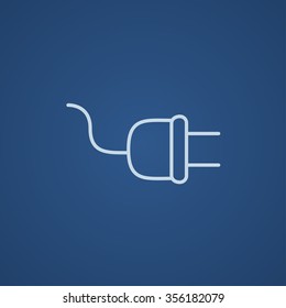 Plug line icon for web, mobile and infographics. Vector light blue icon isolated on blue background.