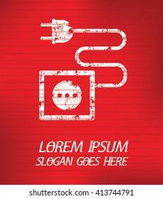 Plug on red background,poster grunge design