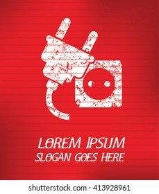Plug on red background,poster grunge design