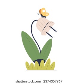 Plug on Stem with Green Leaf as Ecology and Planet Preservation Vector Illustration