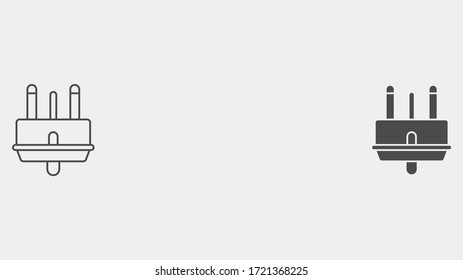 Plug outline and filled vector icon sign symbol