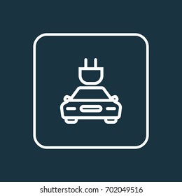 Plug Outline Symbol. Premium Quality Isolated Electric Car Element In Trendy Style.