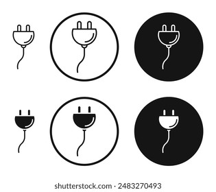 Plug outlined icon vector collection.