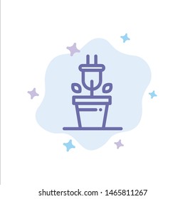Plug, Plant, Technology Blue Icon on Abstract Cloud Background. Vector Icon Template background