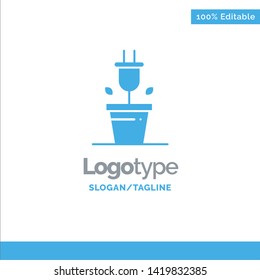 Plug, Plant, Technology Blue Solid Logo Template. Place for Tagline