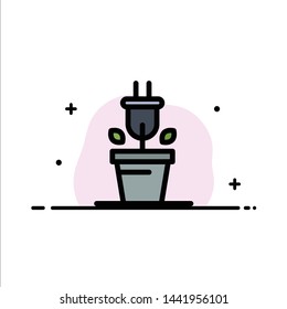 Plug, Plant, Technology  Business Flat Line Filled Icon Vector Banner Template