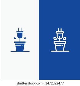 Plug, Plant, Technology Line and Glyph Solid icon Blue banner Line and Glyph Solid icon Blue banner