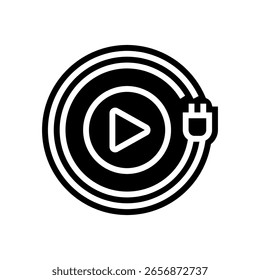 Plug Play Glifo Icono Vector. Plug Play Signo. Ilustración de símbolo aislado