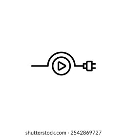 Ícone de plug and play. ícones de traçado de linha e preenchido